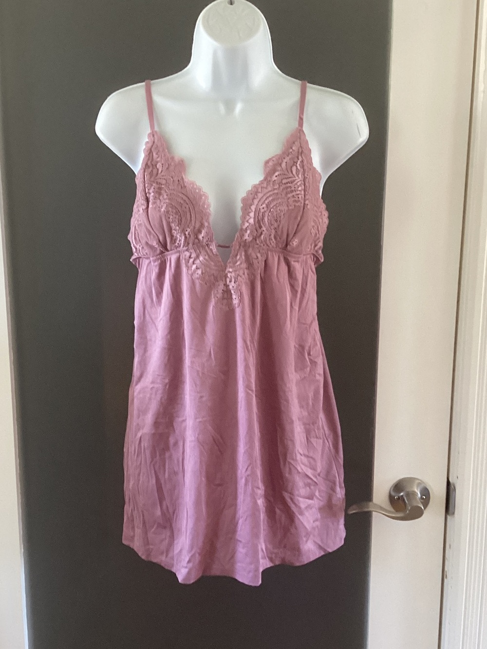 La SENZA Mauve Lace-Trim Slip Chemise